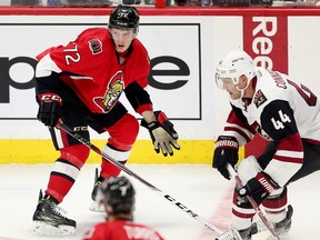 Thomas Chabot (left) is expected to play an important role on Canada’s blueline at the world junior tournament. (Wayne Cuddington/Postmedia Network)