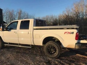 Grande Praire Rural RCMP are looking for a 2015 white Ford F350 FXR