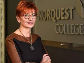 For close to an hour on Tuesday, Dec. 6, 2016, NorQuest College college president Jodi Abbott (pictured), legal counsel Joan Hertz and board chair Alan Skoreyko were grilled over an alleged incident involving fraud and privacy breaches dating back to 2013. ED KAISER / EDMONTON JOURNAL