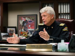 Edmonton Fire Chief Ken Block speaks to Postmedia during a year-end interview at Fire Station #1, on Tuesday Dec. 6, 2016. Photo by David Bloom