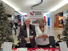 Submitted photo
Hospice Quinte volunteers Cathie Price and Tettje Zuidema staff the agency’s annual Memorial Trees at Quinte Mall. Over the past 17 years the trees have raised more than $55,000 for Hospice Quinte.