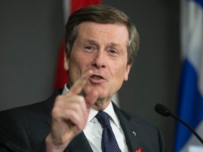 Mayor John Tory at Executive press conference after committee meeting on road tolls and TTC Thursday December 1, 2016. (Craig Robertson/Postmedia Network)