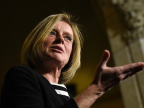 Alberta Premier Rachel Notley speaks to reporters during a media availability on Parliament Hill, Tuesday, Nov. 29, 2016 in Ottawa. (THE CANADIAN PRESS/Justin Tang)