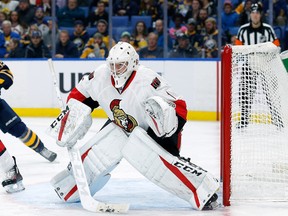 Mike Condon got the start in net against the Sharks last night in San Jose, with Craig Anderson at home with his ailing wife. (GETTY IMAGES)