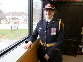 Emily Mountney-Lessard/The Intelligencer
Belleville Police Chief Cory MacKay is shown here in her office. MacKay is in the final weeks of her tenure as the city’s police chief and will retire from policing after more than three decades.