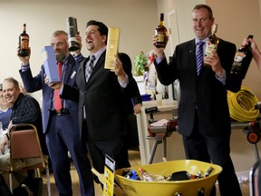 Emily Mountney-Lessard/The Intelligencer
A wheelbarrow full of booze was just one of the several prize packages auctioned off at the annual Kiwanis lunch in support of the Salvation Army in Trenton.