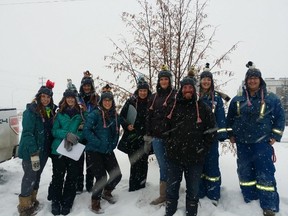 Sporting their best birding attire, this team had fun on the Stony Plain bird count despite the chilly weather last year. This year’s count is on Dec. 17. Photo supplied