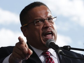 U.S. Rep. Keith Ellison (D-MN) speaks during a rally on jobs December 7, 2016 at Freedom Plaza in Washington, DC. (Alex Wong/Getty Images)
