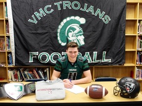 Vincent Massey quarterback Andreas Dueck committed to the McMaster Marauders football program. (Handout)