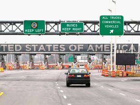 The United States border crossing is shown Wednesday, December 7, 2011 in Lacolle, Que., south of Montreal. A bill with potentially sweeping consequences for the Canada-U.S. border has just been adopted by the American Congress, allowing new projects aimed at speeding up travel through the international boundary. (THE CANADIAN PRESS/Ryan Remiorz)