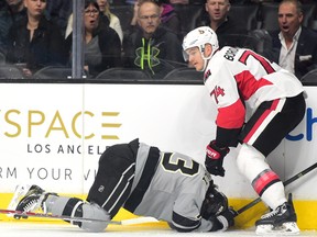 Mark Boroweicki was called for boarding on this hit on Tyler Toffoli of the Los Angeles Kings on Dec. 10. (Getty Images)