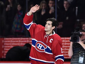 Max Pacioretty of the Montreal Canadiens acknowledges the fans after being named the first star for scoring four goals during the NHL game against the Colorado Avalanche at the Bell Centre on Dec. 10, 2016. The Montreal Canadiens defeated the Colorado Avalanche 10-1. (MINAS PANAGIOTAKIS/Getty Images)