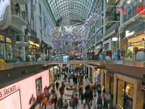 Shoppers at the Eaton Centre on Sunday. (DAVE ABEL, Toronto Sun