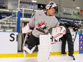 Canada's goaltender Michael McNiven steps onto the ice as the world junior selection camp opens in Boisbriand, Que., on Sunday, Dec. 11, 2016. (Ryan Remiorz/The Canadian Press)