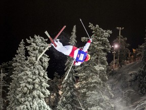 Canada's Mikael Kingsbury competes to win at the Men's Moguls of the Freestyle Ski World Cup season opening event in Ruka Kuusamo, Finland, on Saturday, Dec. 10, 2016. (Teemu Moisio/Lehtikuva via AP)