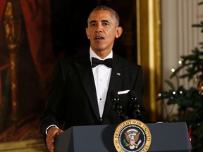 President Barack Obama speaks during a ceremony for the 2016 Kennedy Center honorees December 4, 2016 in the East Room of the White House in Washington, DC.(Aude Guerrucci-Pool/Getty Images)