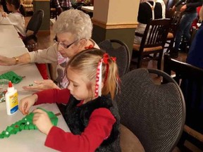 Students from Sudbury’s Ecole St-Joseph took part in an intergenerational exchange at a local retirement home on December 9. Supplied photo