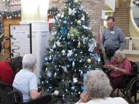 In the spirit of the Christmas season, residents, staff and volunteers at St. Joseph’s Villa decorated the annual Giving Tree. Items collected under the tree will be donated to The Inner City Home of Sudbury. Supplied photo