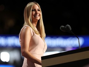 Ivanka Trump delivers a speech during the evening session on the fourth day of the Republican National Convention on July 21, 2016 at the Quicken Loans Arena in Cleveland, Ohio. (Joe Raedle/Getty Images)