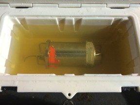 This undated photo made available Tuesday, Aug. 9, 2016 by the NTSB shows the voyage data recorder from the freighter El Faro, aboard the USNS Apache in the Atlantic Ocean. The cargo ship sank in the Bahamas during Hurricane Joaquin in October 2015. Five hundred pages of transcripts released Tuesday, Dec. 13, 2016, provide a new glimpse at the final hours for the crew of 33, all of whom died. (NTSB via AP, File)