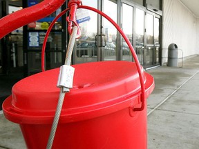 A Salvation Army kettle is pictured in Chicago, Ill., in this Dec. 2, 2004 file photo. (Tim Boyle/Getty Images)