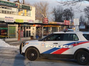 One man was killed when gunfire erupted outside the a bar in Scarborough early Wednesday, Dec. 14, 2016 on Markham Rd. just north of Eglinton Ave. E. (CHRIS DOUCETTE/TORONTO SUN)