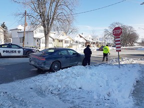 A photo provided by Sarnia Police shows the intersection of Ontario and Talfourd streets where a 74-year-old crossing guard was injured Wednesday morning in a collision with a vehicle.
 Handout/Sarnia Observer/Postmedia Network