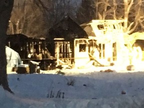 Residents of a home on Townline Road on the Oneida Settlement that was destroyed by fire Wednesday remained unaccounted for, police said. Community members said a man and his four children were living in the home about 30 kilometres southwest of London. (JENNIFER BIEMAN, St. Thomas Times-Journal)