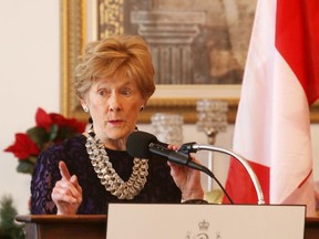Sharon Johnston, wife of Governor General David Johnston, speaks to the Canadian Club of Kingston on Wednesday. (Elliot Ferguson/The Whig-Standard)
