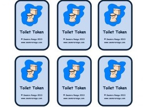 Printable toilet tokens teachers can use to encourage students to go to the bathroom outside of class time.