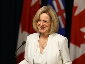 Premier Rachel Notley speaks with media in Edmonton as she reflects on the fall 2016 sitting of the Alberta legislature. (Ian Kucerak/Postmedia)