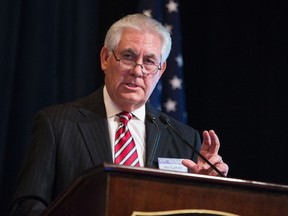 In this March 27, 2015 file photo, Secretary of State-designate Rex Tillerson speaks in Washington. (AP Photo/Evan Vucci, File)