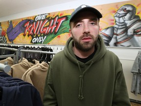 Eric Olek's Friday Knights pop-up clothing store on Graham Avenue was burglarized. (KEVIN KING/Winnipeg Sun)