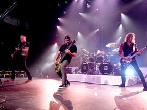 James Hetfield, Robert Trujillo, Lars Ulrich and Kirk Hammett of Metallica perform at the Fonda Theatre on Dec. 15, 2016 in Los Angeles. (Kevin Winter/Getty Images)