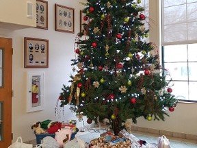 Toy donations beneath the Christmas Tree at the Town Office in Stony Plain. - Photo submitted
