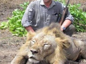 Luciano Ponzetto posing with a lion he killed. Ponzetto fell to his death while hunting birds this past Saturday. (Facebook Photo)