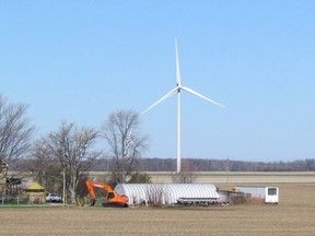 Wind turbines near Aberarder Road in Plympton-Wyoming are shown in this file photo. The operator of the Cedar Point wind project in Lambton County says monitoring found its turbines killed more raptors than the project's provincial approval allows.
File photo/The Observer
