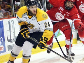 Kevin Spinozzi and the Sarnia Sting have a pair of road games this weekend, Saturday in Saginaw and Sunday in Sault Ste. Marie. It's the final two games before the Christmas break for Sarnia. JEFFREY OUGLER/SAULT STAR/POSTMEDIA NETWORK