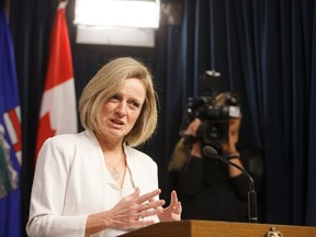 Alberta Premier Rachel Notley gives a year end update in Edmonton on Wednesday, December 14, 2016. (THE CANADIAN PRESS/Jason Franson)