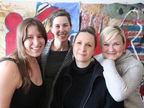 The creative and support team for Project ArmHer, from left, Cait Mitchell, Sarah King Gold, Tracy Gregory and Sarah Gartshore in Sudbury, Ont. on Monday December 12, 2016. Gino Donato/Sudbury Star/Postmedia Network