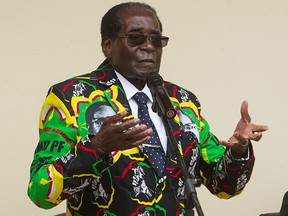 Zimbabwean President Robert Mugabe addresses people at an event before the closure of his party's 16th Annual Peoples Conference in Masvingo, about 300 kilometres south of the capital Harare, Saturday, Dec. 17, 2016.  (AP Photo/Tsvangirayi Mukwazhi)