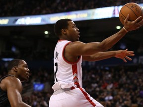 Toronto Raptors guard Kyle Lowry in action as the Toronto Raptors lose to the Atlanta Hawks at the Air Canada Centre, in Toronto, Ont. on Friday December 16, 2016. (Stan Behal/Toronto Sun/Postmedia Network)