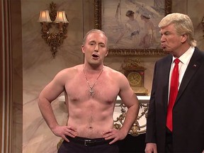 Beck Bennett (L) as Vladimir Putin and Alec Baldwin as Donald Trump on "Saturday Night Live." (Video screenshot)