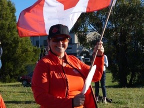 Greater Sudbury's Helen Bobiwash carried the Canadian flag to represent our country at the ITU World Cross Triathlon Age Group Championships in Australia's Snowy Mountains on Nov. 18. Supplied photo