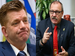(left) Wildrose leader Brian Jean and Ric McIver, Interim Leader of the Alberta Progressive Conservative Party, speak to Postmedia during year-end interviews in December 2016.