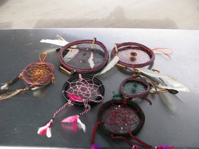 This Sunday, Dec. 18, 2016 photo provided by the U.S. Customs and Border Protection shows dreamcatchers filled with liquid methamphetamine seized by U.S. border agents in Columbus, N.M. (U.S. Customs and Border Protection via AP)