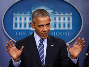 In this Friday, Dec. 16, 2016, file photo, President Barack Obama speaks during a news conference in the briefing room of the White House in Washington.