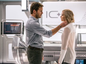 Chris Pratt and Jennifer Lawrence star in "Passengers."
