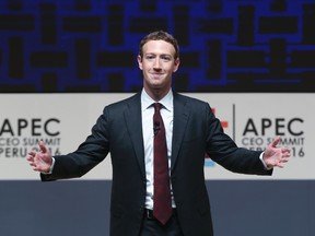 In this Nov. 19, 2016, file photo, Mark Zuckerberg, chairman and CEO of Facebook, speaks at the CEO summit during the annual Asia Pacific Economic Cooperation (APEC) forum in Lima, Peru. Zuckerberg unveiled his new artificial intelligence assistant named "Jarvis" in a Facebook post on Dec. 19, 2016. (AP Photo/Esteban Felix, File)