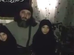 A screegrab from a video posted to the Daily Mail shows a jihadi dad saying farewell to his daughters.